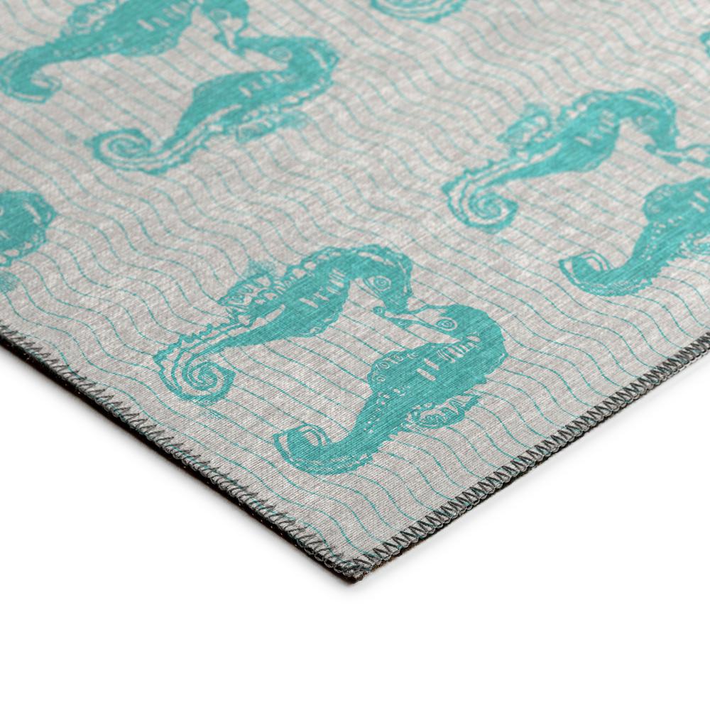 Indoor/Outdoor Surfside ASR45 Aqua Washable 1'8" x 2'6" Rug. Picture 4