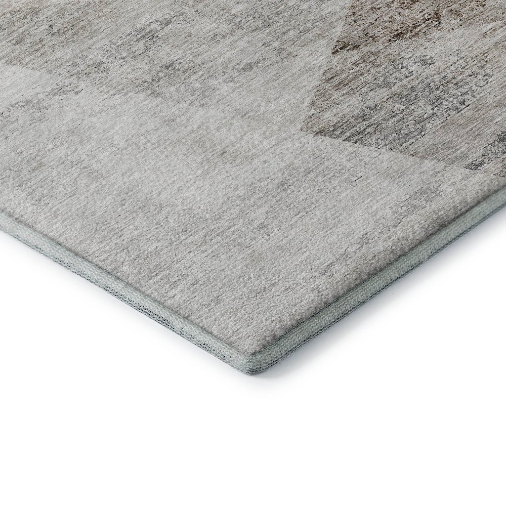 Machine Washable Indoor/Outdoor Neo Silver 2'3" x 7'6" Runner Rug. Picture 2
