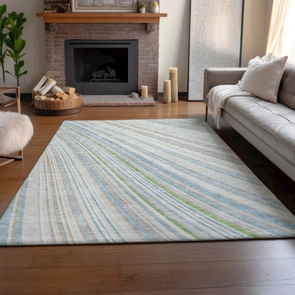 Machine Washable Indoor/Outdoor Neo Ivory 3' x 5' Rug. Picture 5