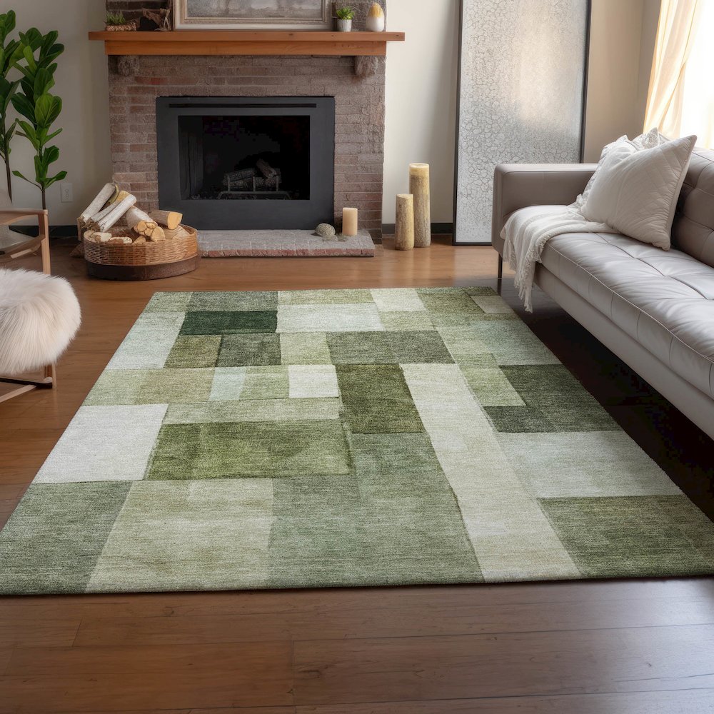 Machine Washable Indoor/Outdoor Neo Sage 3' x 5' Rug. Picture 5