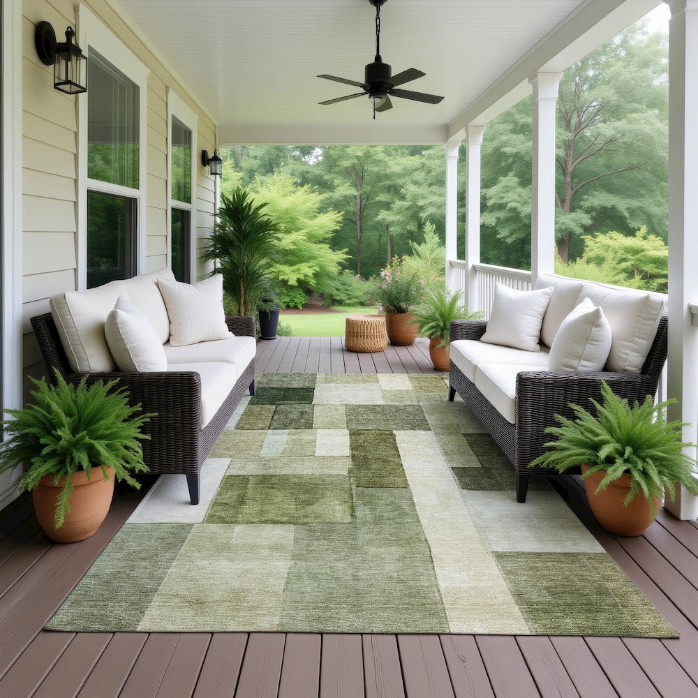 Machine Washable Indoor/Outdoor Neo Sage 3' x 5' Rug. Picture 6