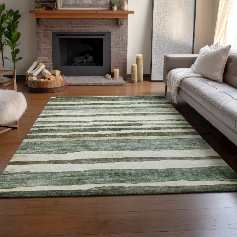 Machine Washable Indoor/Outdoor Neo Sage 3' x 5' Rug. Picture 5