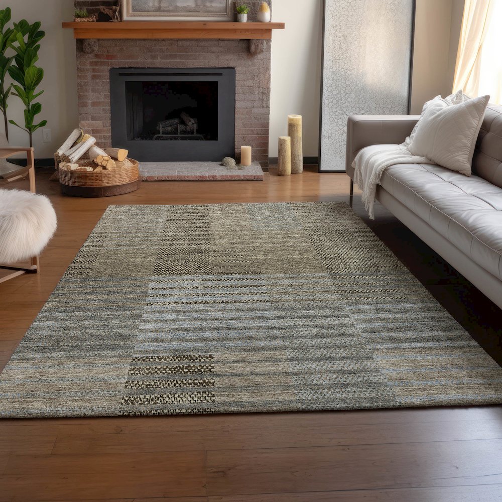 Machine Washable Indoor/Outdoor Neo Taupe 3' x 5' Rug. Picture 5