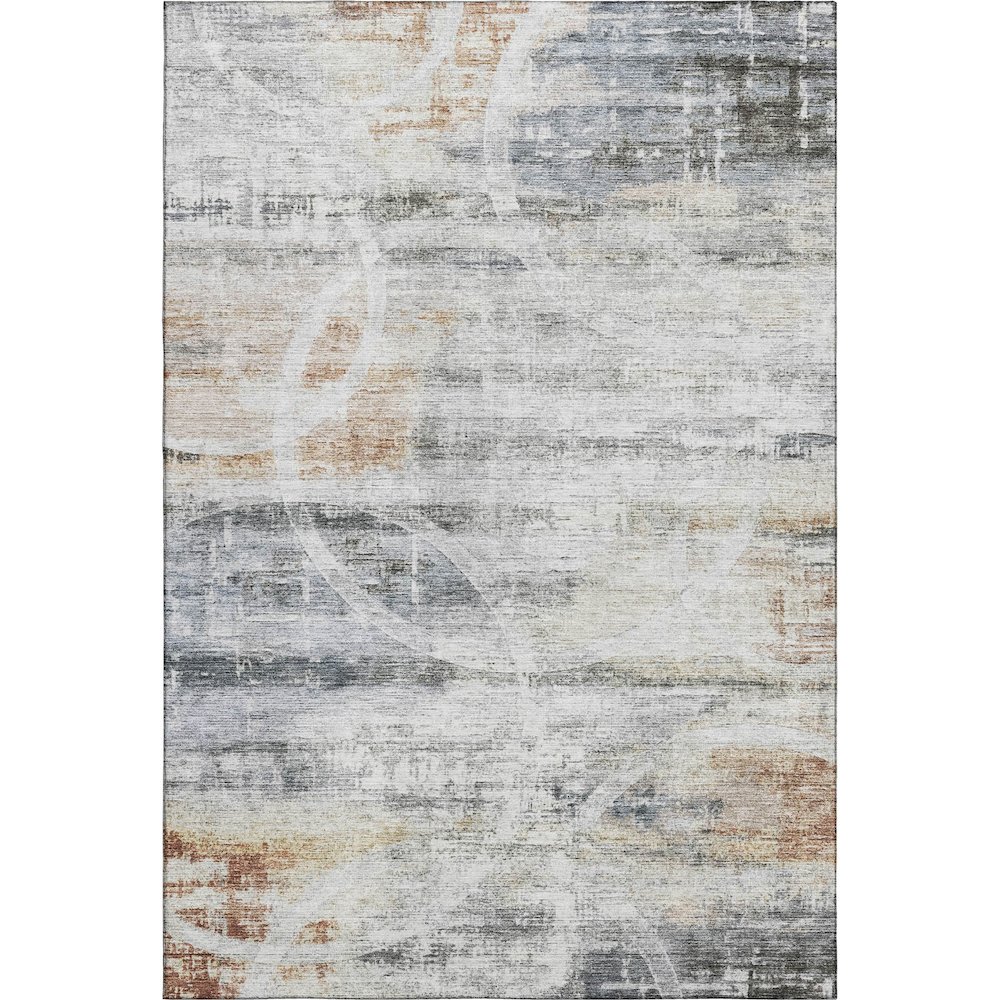 Machine Washable Indoor/Outdoor Neo Silver 3' x 5' Rug. Picture 1