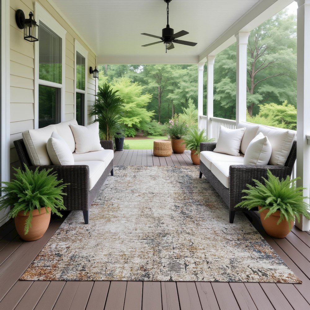 Machine Washable Indoor/Outdoor Neo Putty 3' x 5' Rug. Picture 6