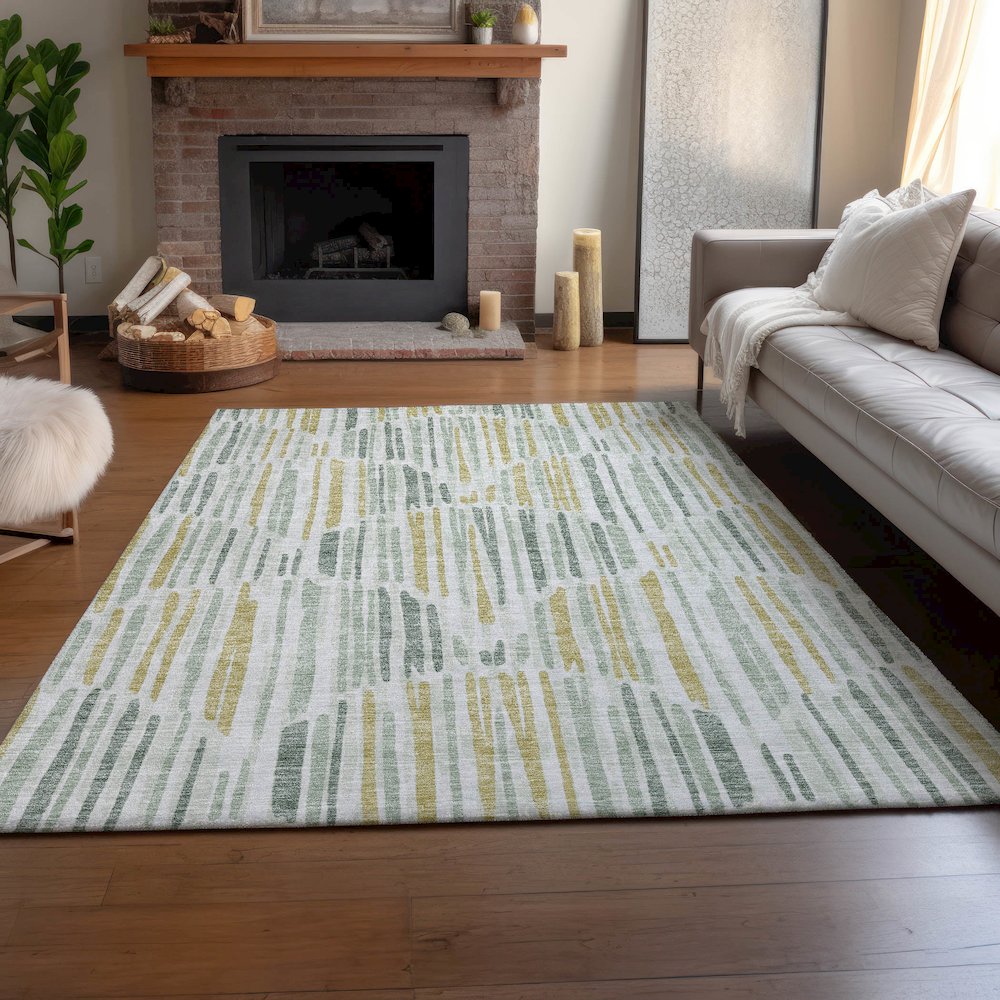 Machine Washable Indoor/Outdoor Neo Sage 3' x 5' Rug. Picture 5