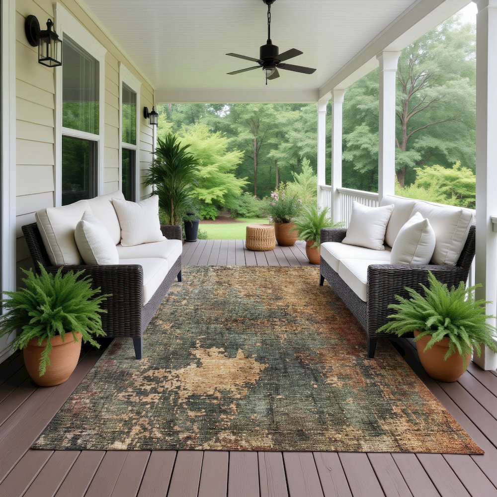 Indoor/Outdoor Nouveau Sage 3' x 5' Rug. Picture 6