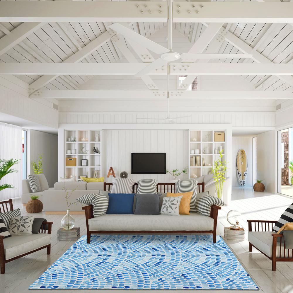 Indoor/Outdoor Surfside ASR37 Blue Washable 3' x 5' Rug. Picture 2