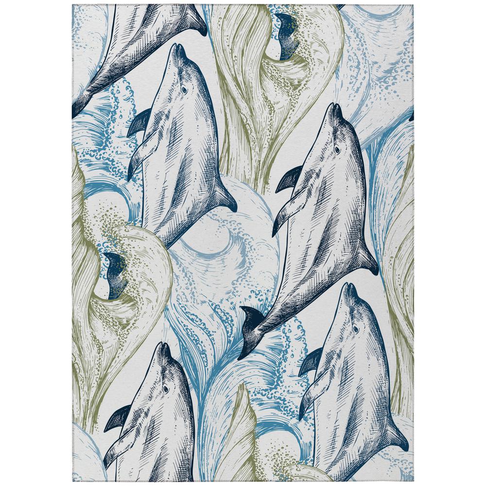 Indoor/Outdoor Harpswell AHP40 Blue Washable 3' x 5' Rug. Picture 1