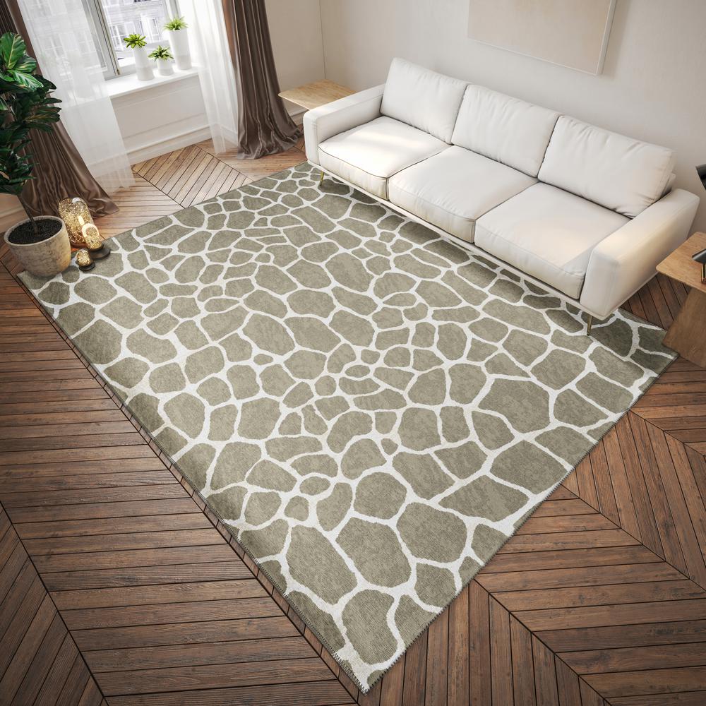 Safari Taupe Animal Animal Print 9' x 12' Area Rug Taupe ASF34. Picture 1