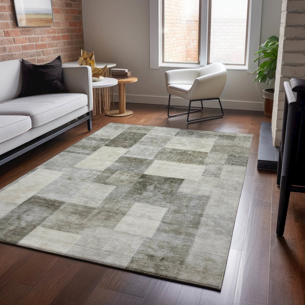 Machine Washable Indoor/Outdoor Pacifica Taupe 3' x 5' Rug. Picture 5