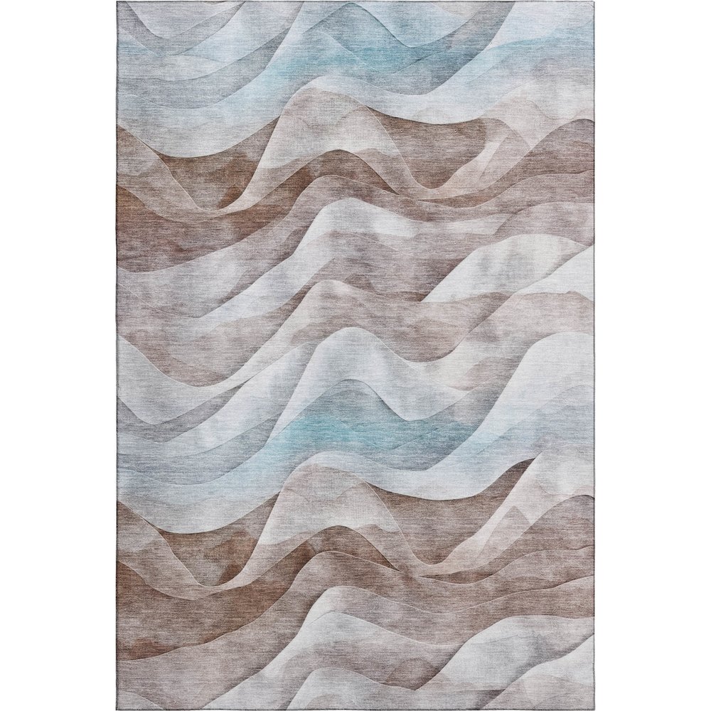 Machine Washable Indoor/Outdoor Pacifica Mocha 3' x 5' Rug. Picture 1