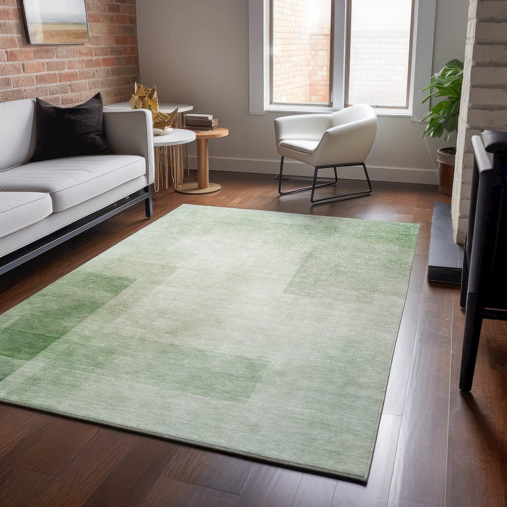 Machine Washable Indoor/Outdoor Pacifica Aloe 3' x 5' Rug. Picture 5