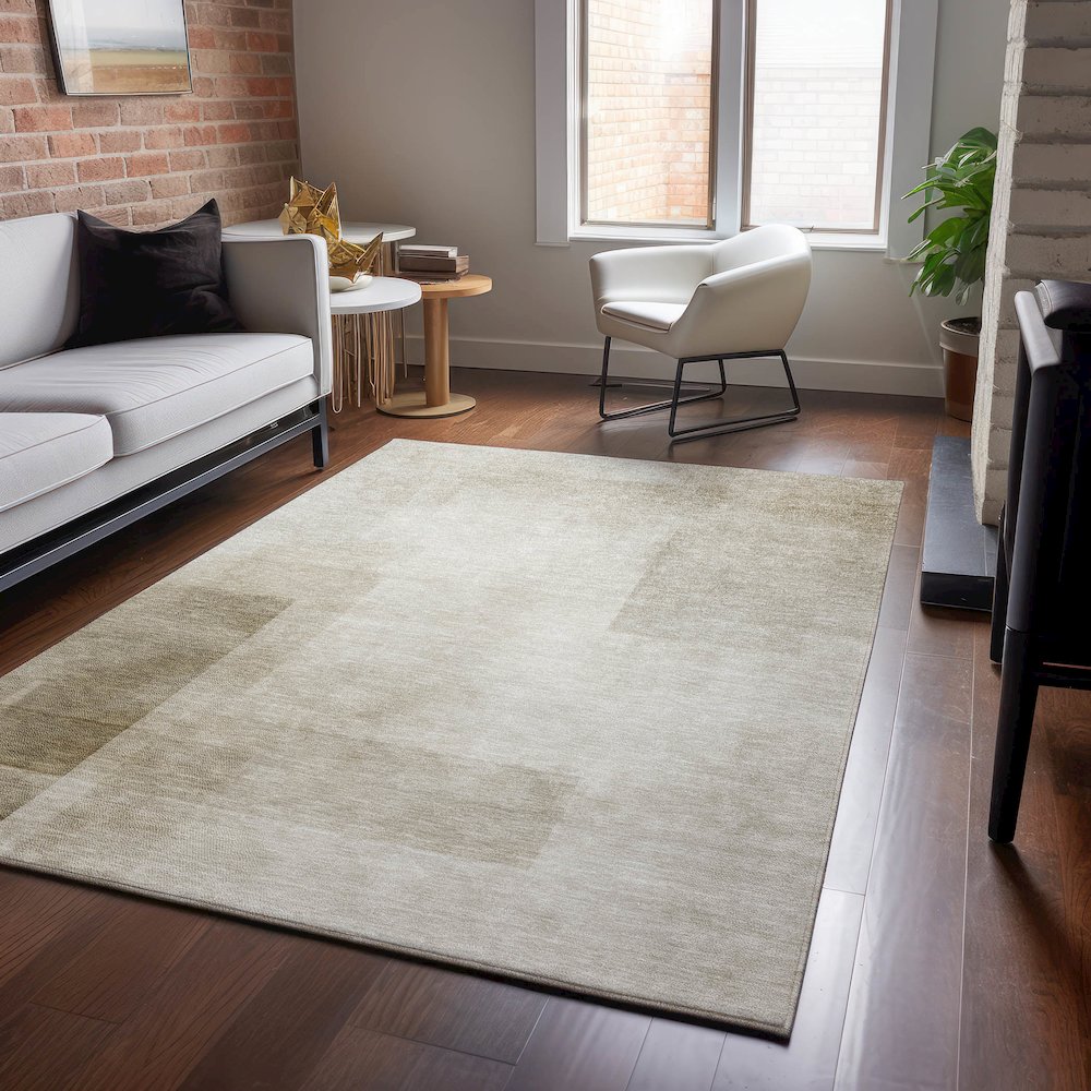 Machine Washable Indoor/Outdoor Pacifica Khaki 3' x 5' Rug. Picture 5