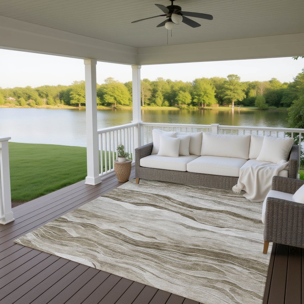 Machine Washable Indoor/Outdoor Pacifica Brown 3' x 5' Rug. Picture 6
