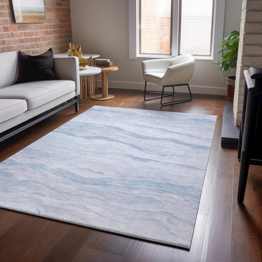 Machine Washable Indoor/Outdoor Pacifica Sky 3' x 5' Rug. Picture 5