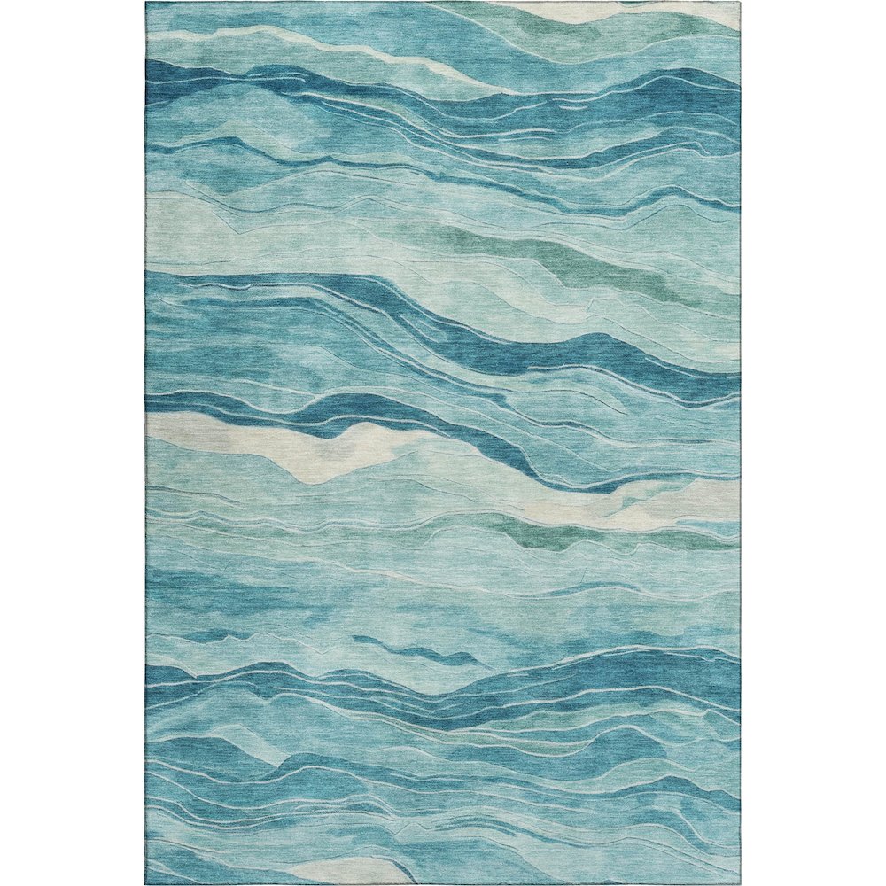 Machine Washable Indoor/Outdoor Pacifica Turquoise 3' x 5' Rug. Picture 1