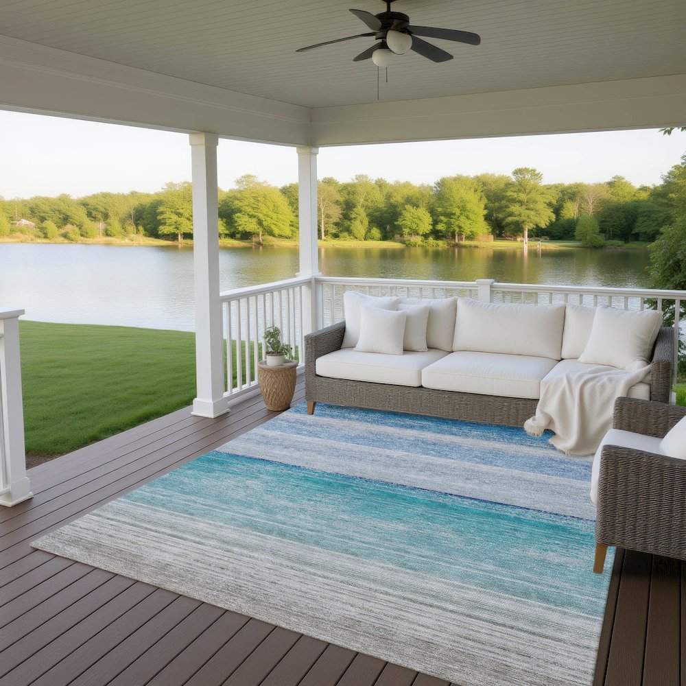 Machine Washable Indoor/Outdoor Pacifica Sky 3' x 5' Rug. Picture 6