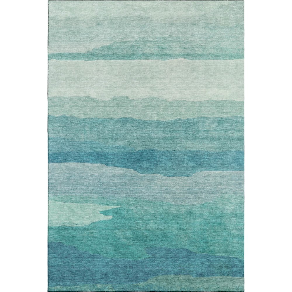 Machine Washable Indoor/Outdoor Pacifica Turquoise 3' x 5' Rug. Picture 1