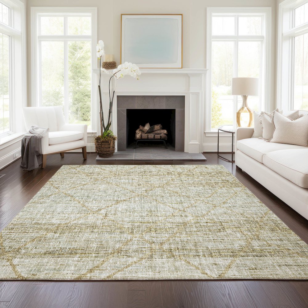 Luxury Washable Indoor/Outdoor Portico Wheat 3' x 5' Rug. Picture 5