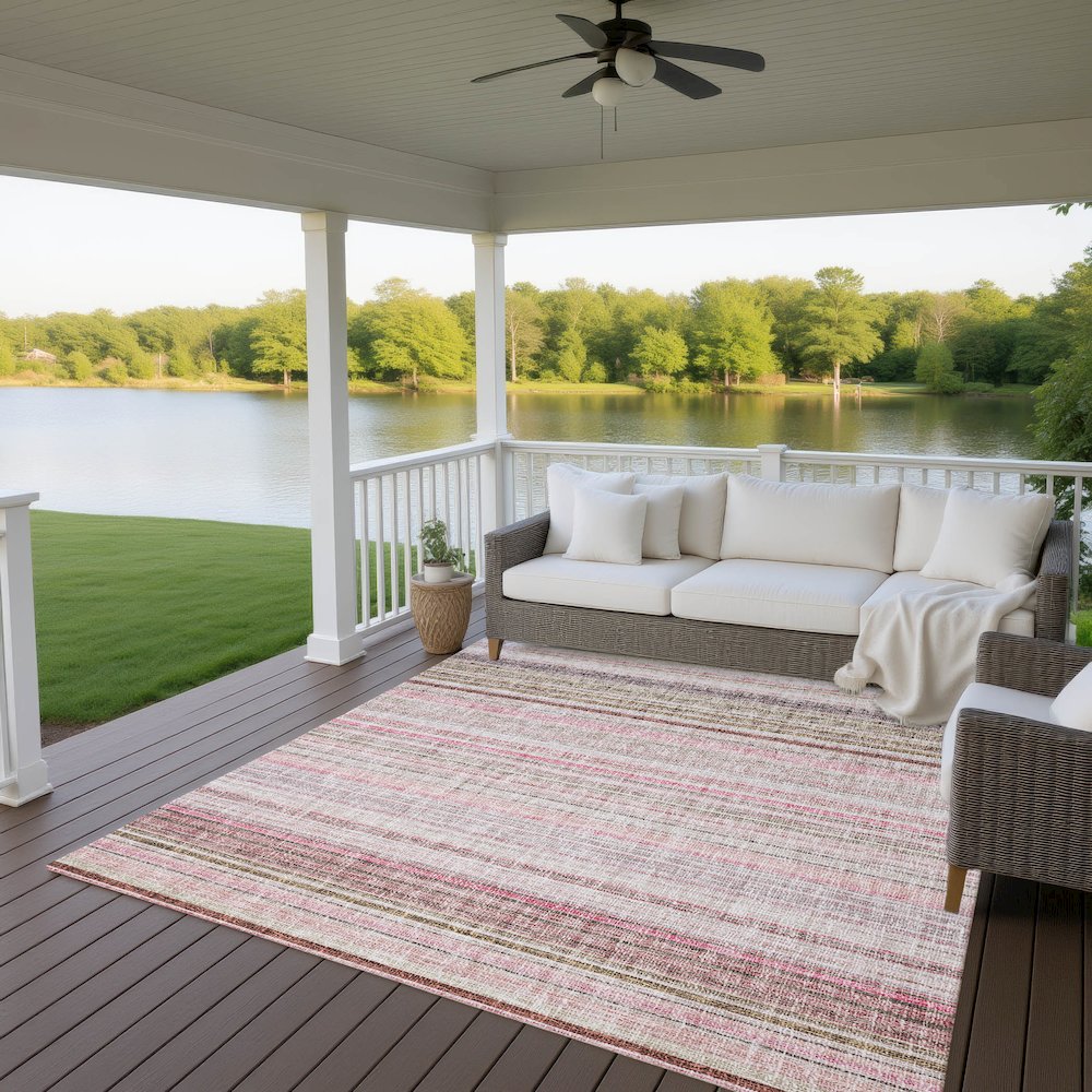 Luxury Washable Indoor/Outdoor Portico Pink 3' x 5' Rug. Picture 6