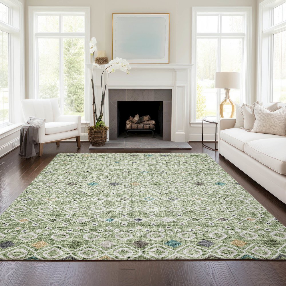 Luxury Washable Indoor/Outdoor Portico Aloe 3' x 5' Rug. Picture 5