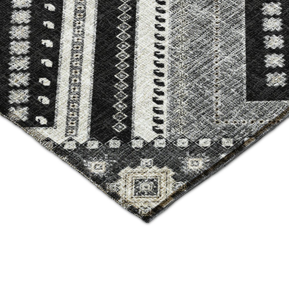 Luxury Washable Indoor/Outdoor Portico Black 2'3" x 7'6" Runner Rug. Picture 2