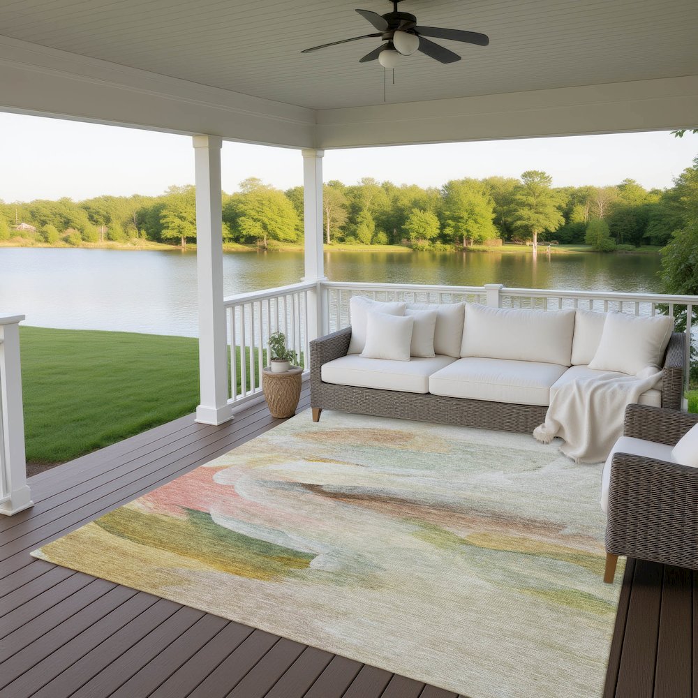 Luxury Washable Indoor/Outdoor Ravenna Linen 3' x 5' Rug. Picture 7