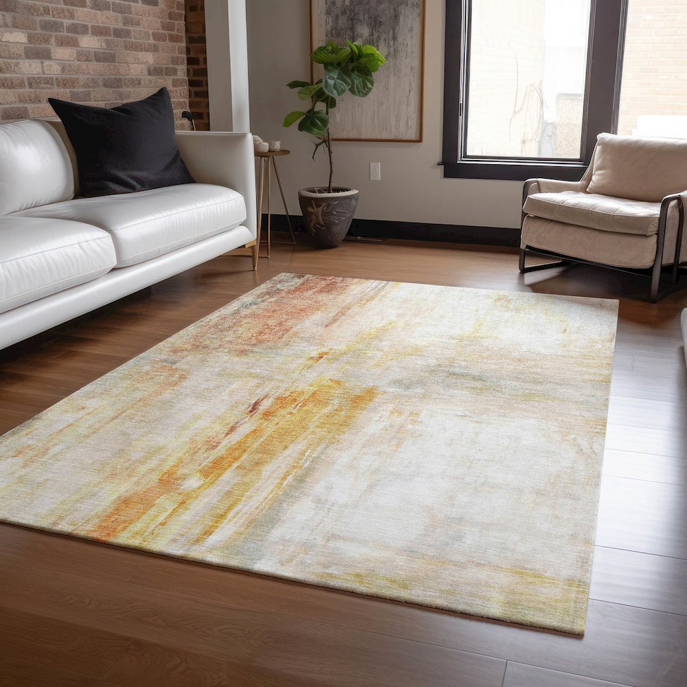 Luxury Washable Indoor/Outdoor Ravenna Paprika 3' x 5' Rug. Picture 5