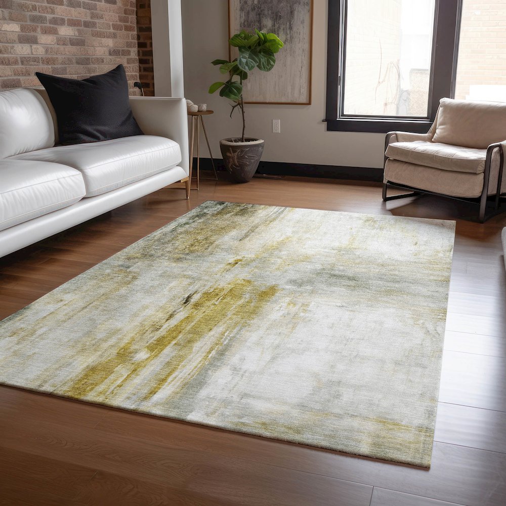 Luxury Washable Indoor/Outdoor Ravenna Taupe 3' x 5' Rug. Picture 5