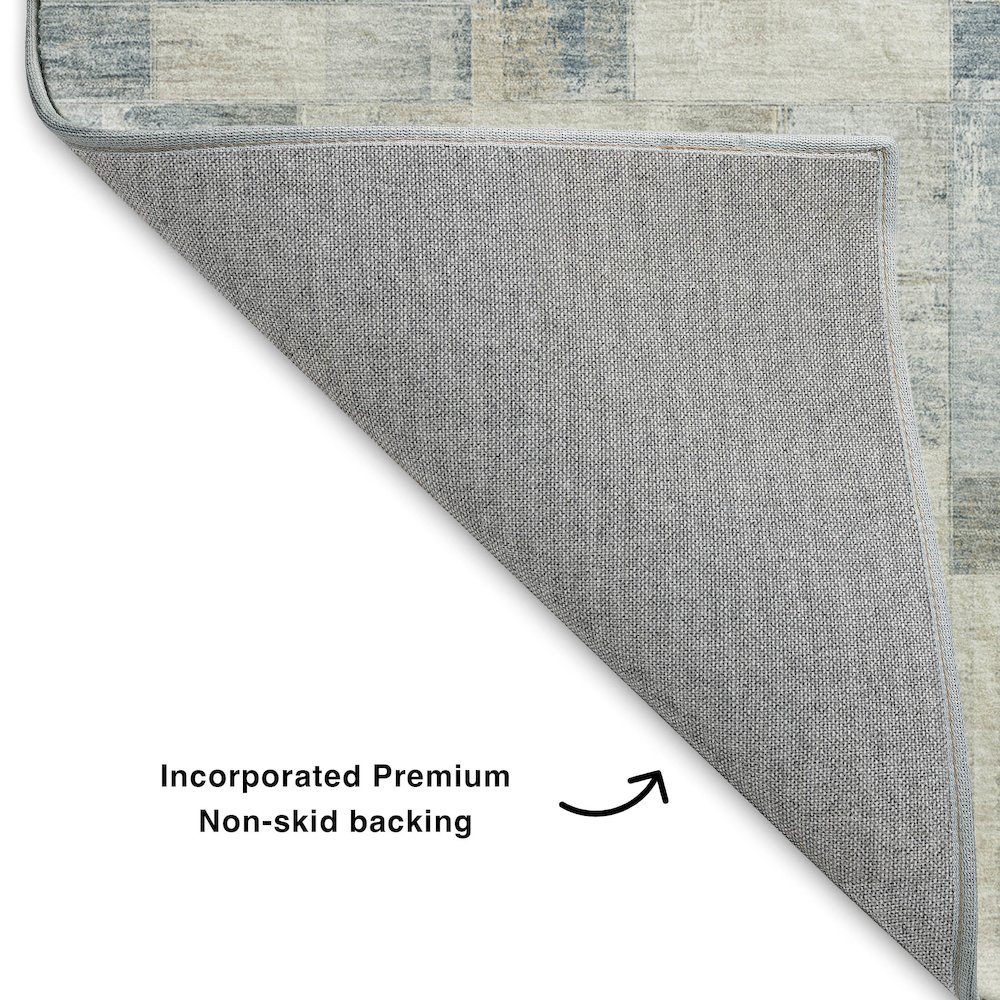 Luxury Washable Indoor/Outdoor Ravenna Denim 2'3" x 7'6" Runner Rug. Picture 4
