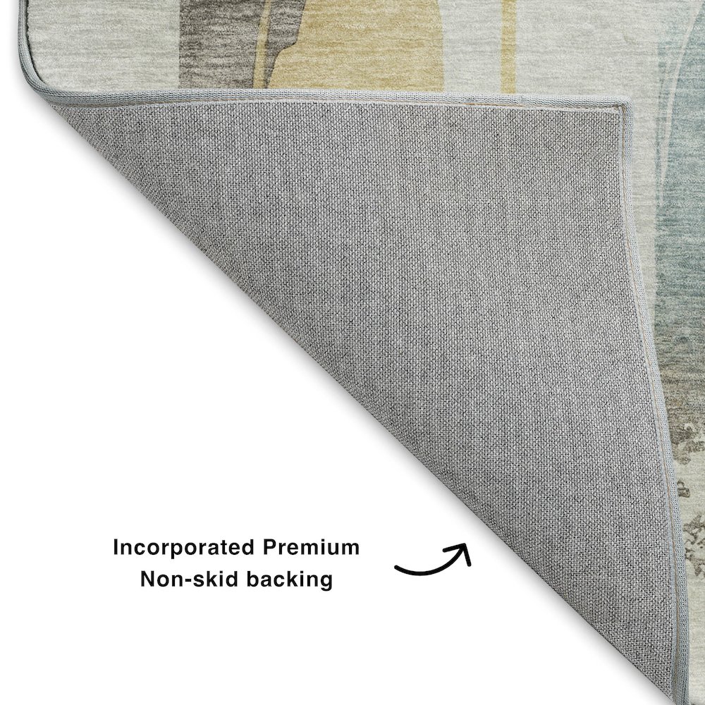 Luxury Washable Indoor/Outdoor Ravenna Gold 2'3" x 7'6" Runner Rug. Picture 4