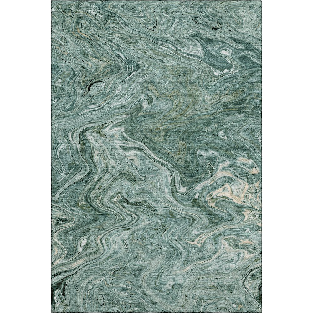 Luxury Washable Indoor/Outdoor Ravenna Teal 3' x 5' Rug. Picture 1