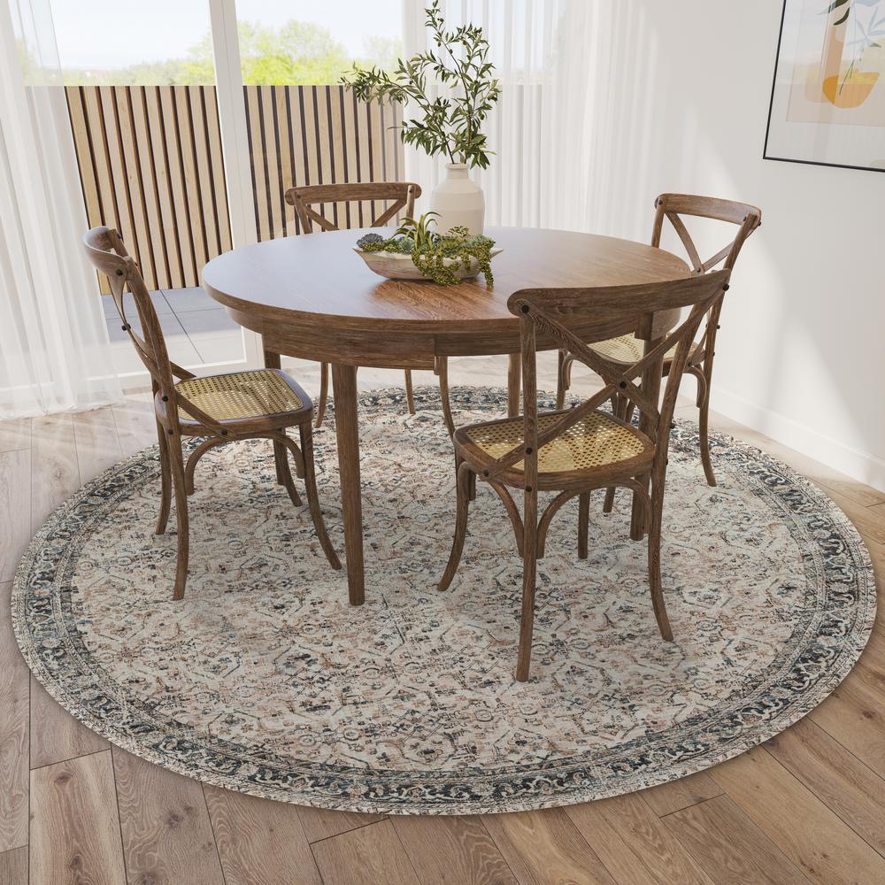 Jericho JC10 Taupe 4' x 4' Round Rug. Picture 2