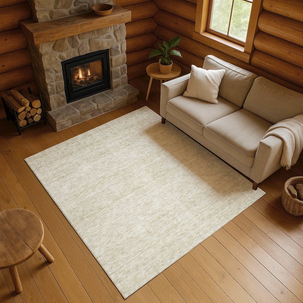Luxury Washable Indoor/Outdoor Soft Essentials SE1 Brown 3' x 5' Rug. Picture 5