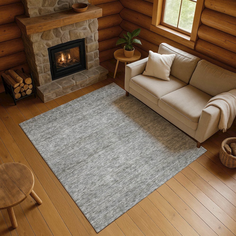 Luxury Washable Indoor/Outdoor Soft Essentials SE1 Gray 3' x 5' Rug. Picture 5