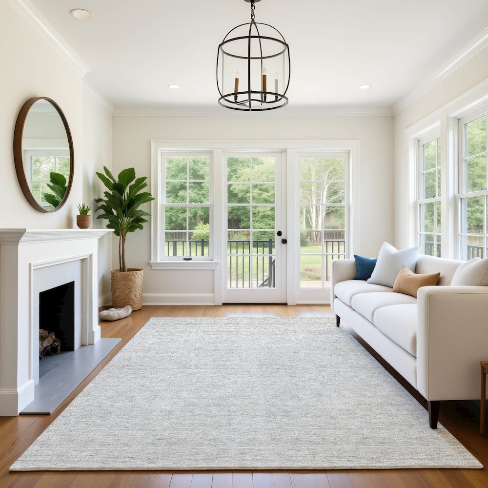 Luxury Washable Indoor/Outdoor Soft Essentials SE1 Ivory 3' x 5' Rug. Picture 6