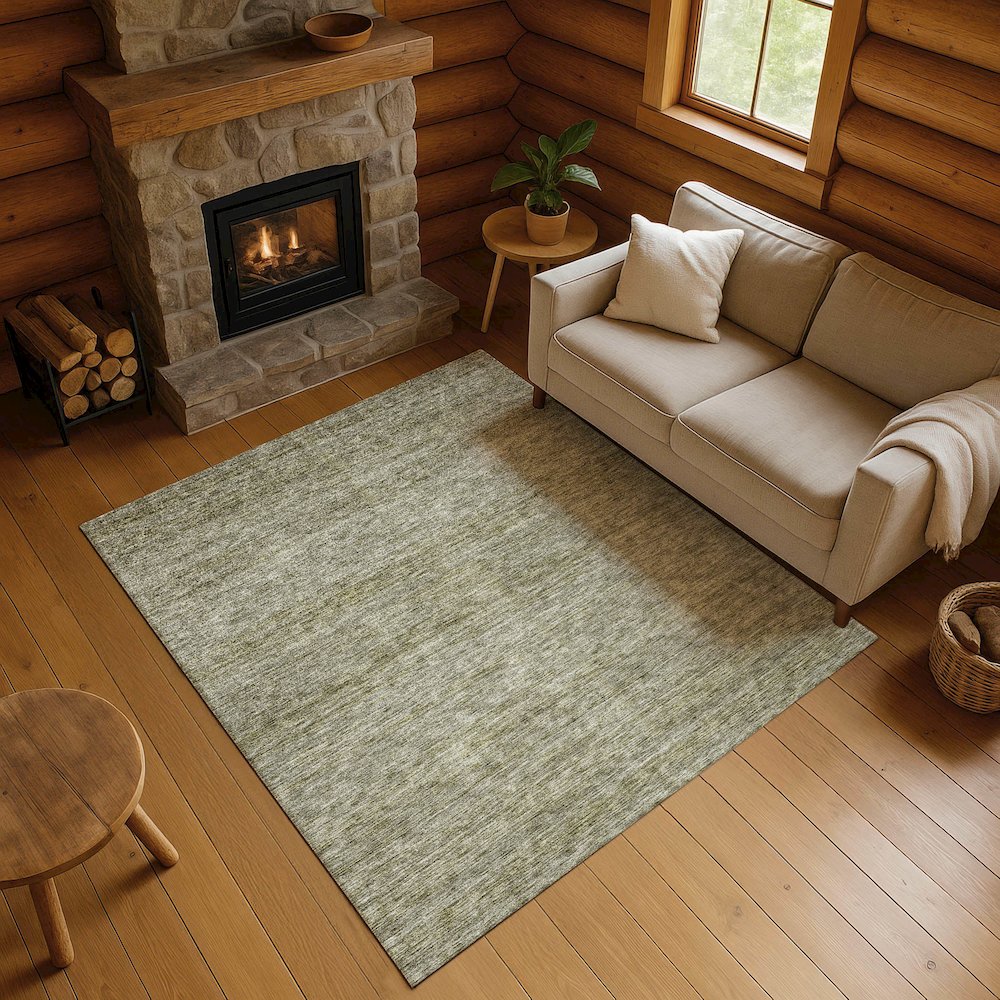 Luxury Washable Indoor/Outdoor Soft Essentials SE1 Green 3' x 5' Rug. Picture 5