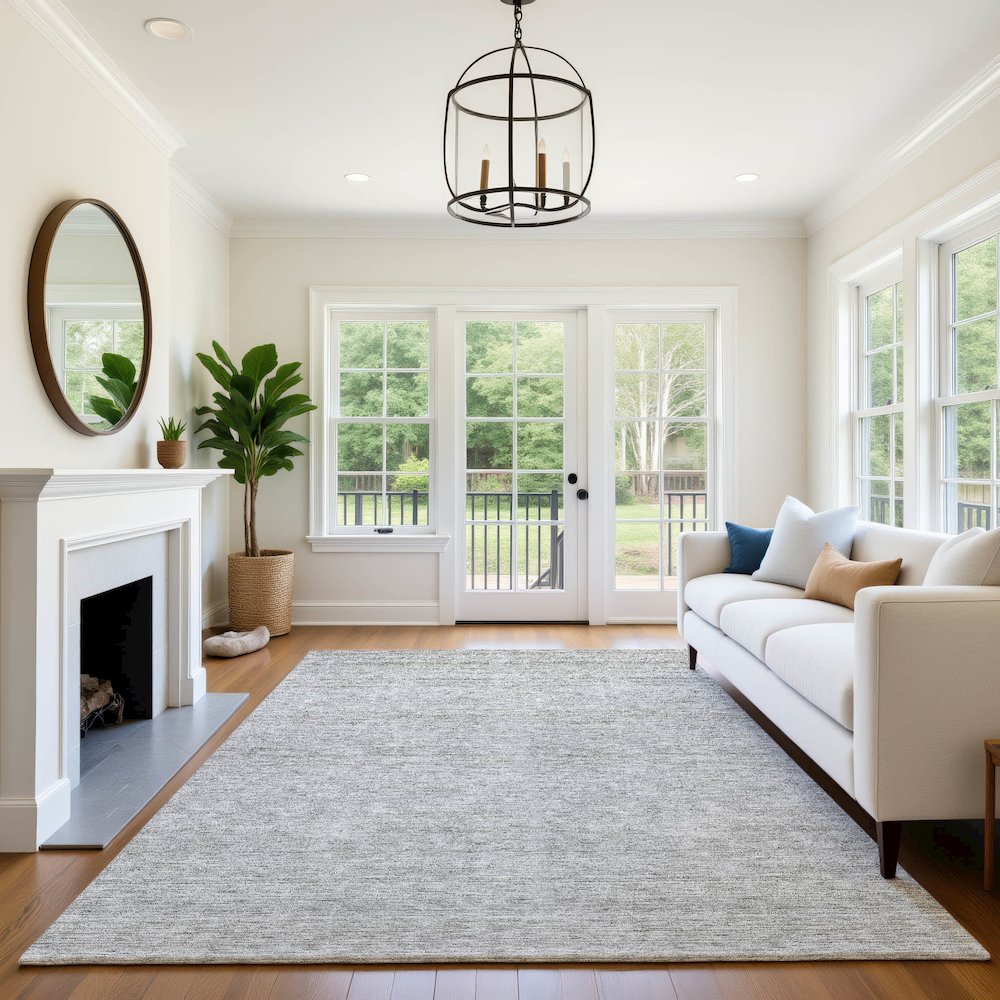 Luxury Washable Indoor/Outdoor Soft Essentials SE1 Gray 3' x 5' Rug. Picture 6