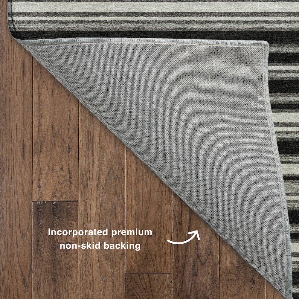 Luxury Washable Indoor/Outdoor Soft Essentials SE2 Black 2'3" x 7'6" Runner Rug. Picture 4