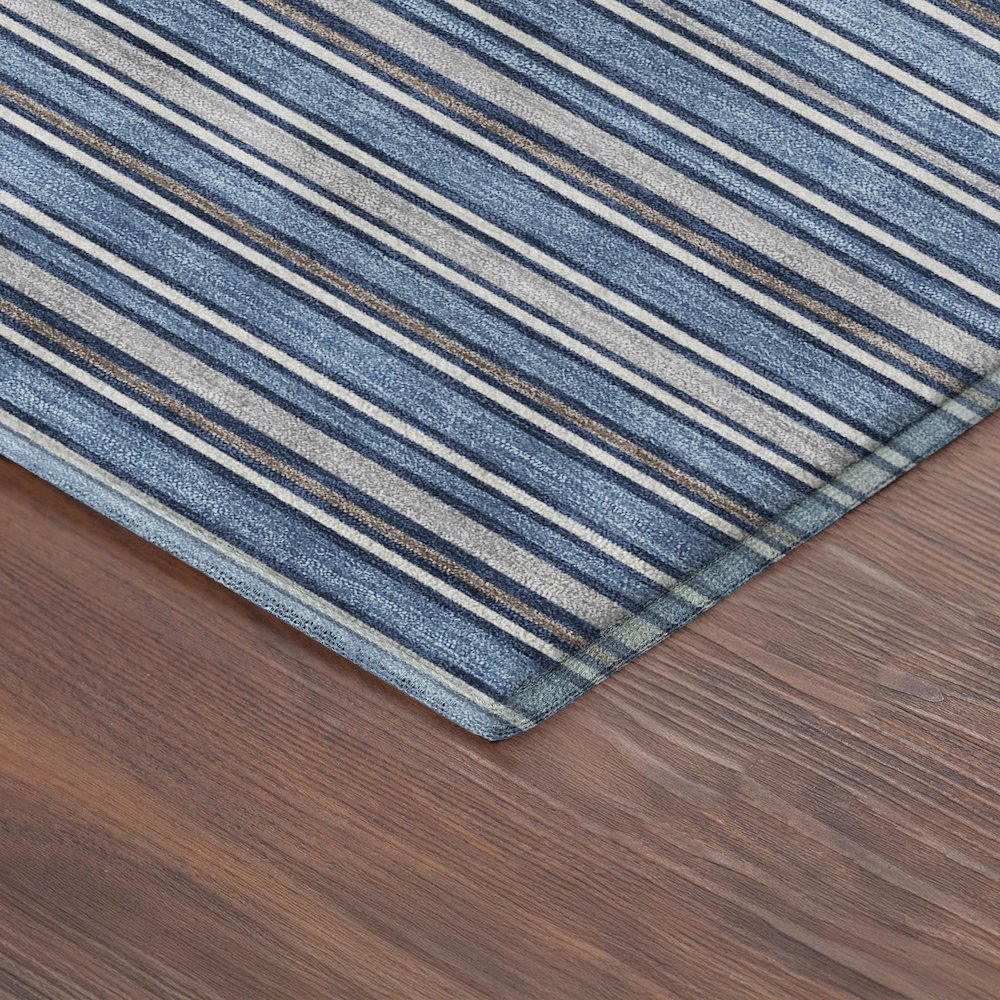 Luxury Washable Indoor/Outdoor Soft Essentials SE2 Blue 2'3" x 7'6" Runner Rug. Picture 2