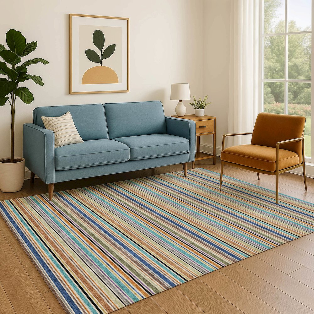 Luxury Washable Indoor/Outdoor Soft Essentials SE2 Multi 3' x 5' Rug. Picture 6