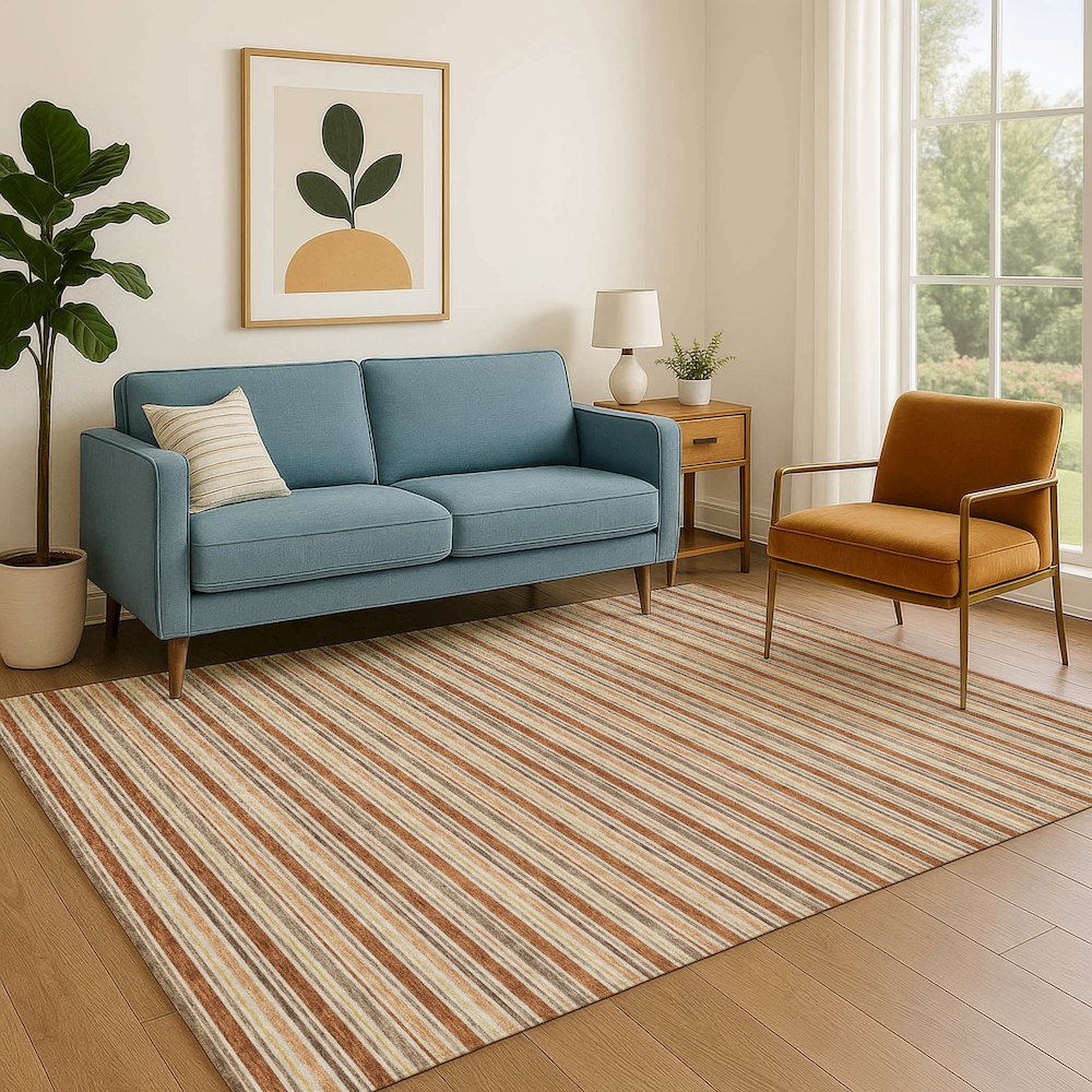 Luxury Washable Indoor/Outdoor Soft Essentials SE2 Orange 3' x 5' Rug. Picture 6