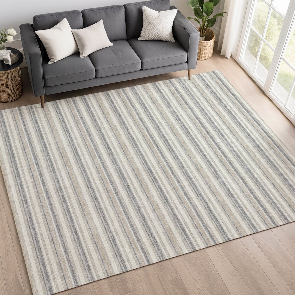 Luxury Washable Indoor/Outdoor Soft Essentials SE2 Gray 3' x 5' Rug. Picture 5
