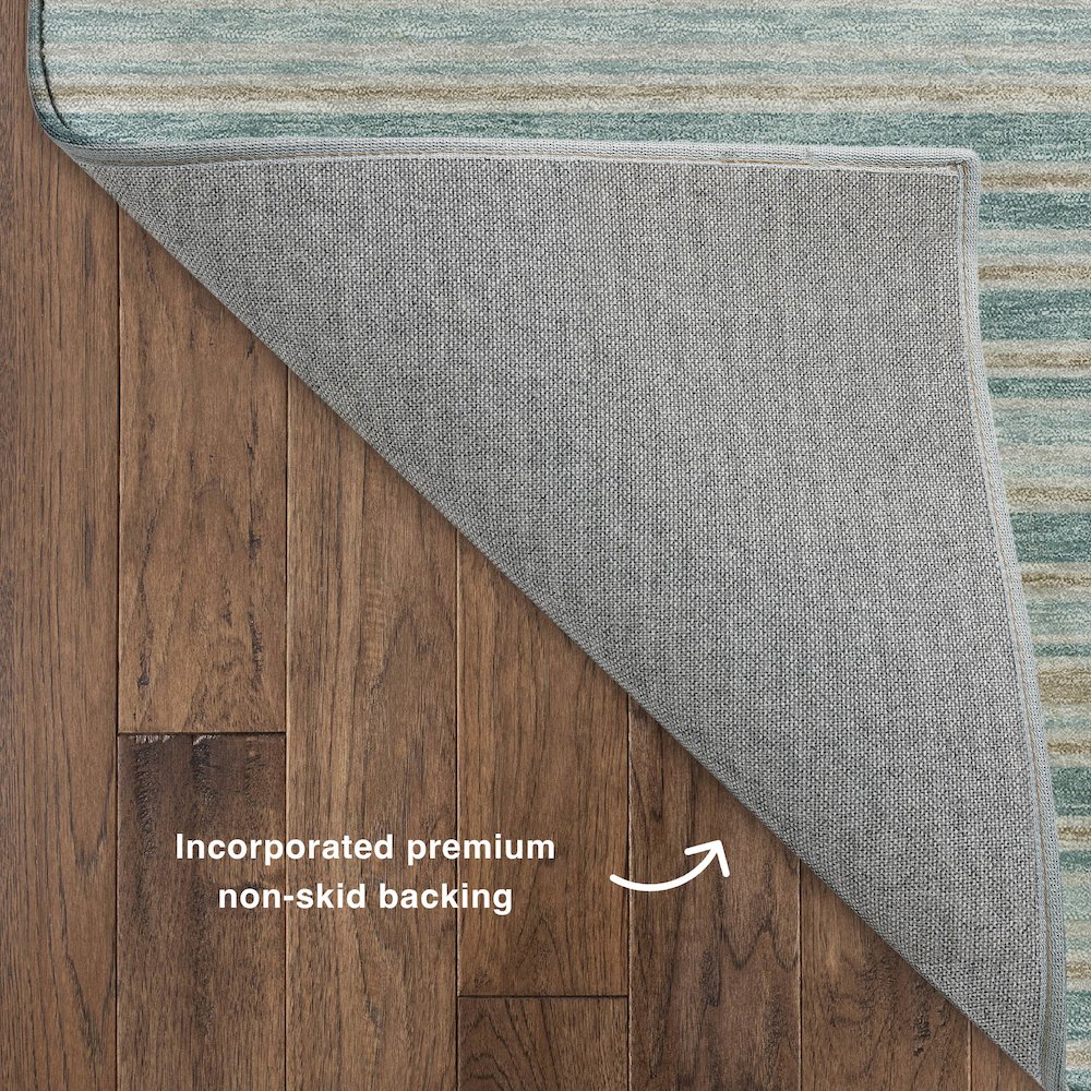 Luxury Washable Indoor/Outdoor Soft Essentials SE2 Teal 2'3" x 7'6" Runner Rug. Picture 4
