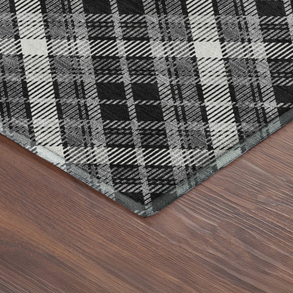 Luxury Washable Indoor/Outdoor Soft Essentials SE3 Black 2'3" x 7'6" Runner Rug. Picture 2