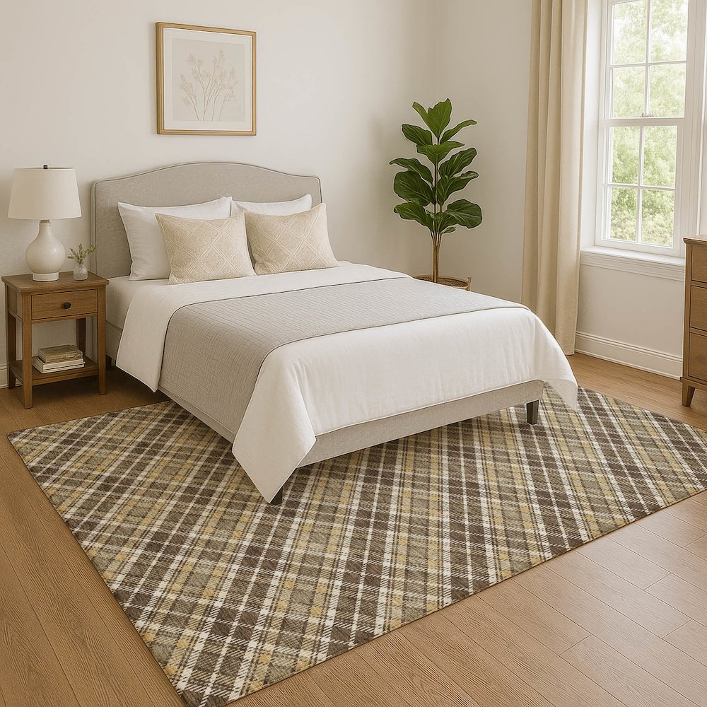 Luxury Washable Indoor/Outdoor Soft Essentials SE3 Brown 3' x 5' Rug. Picture 5