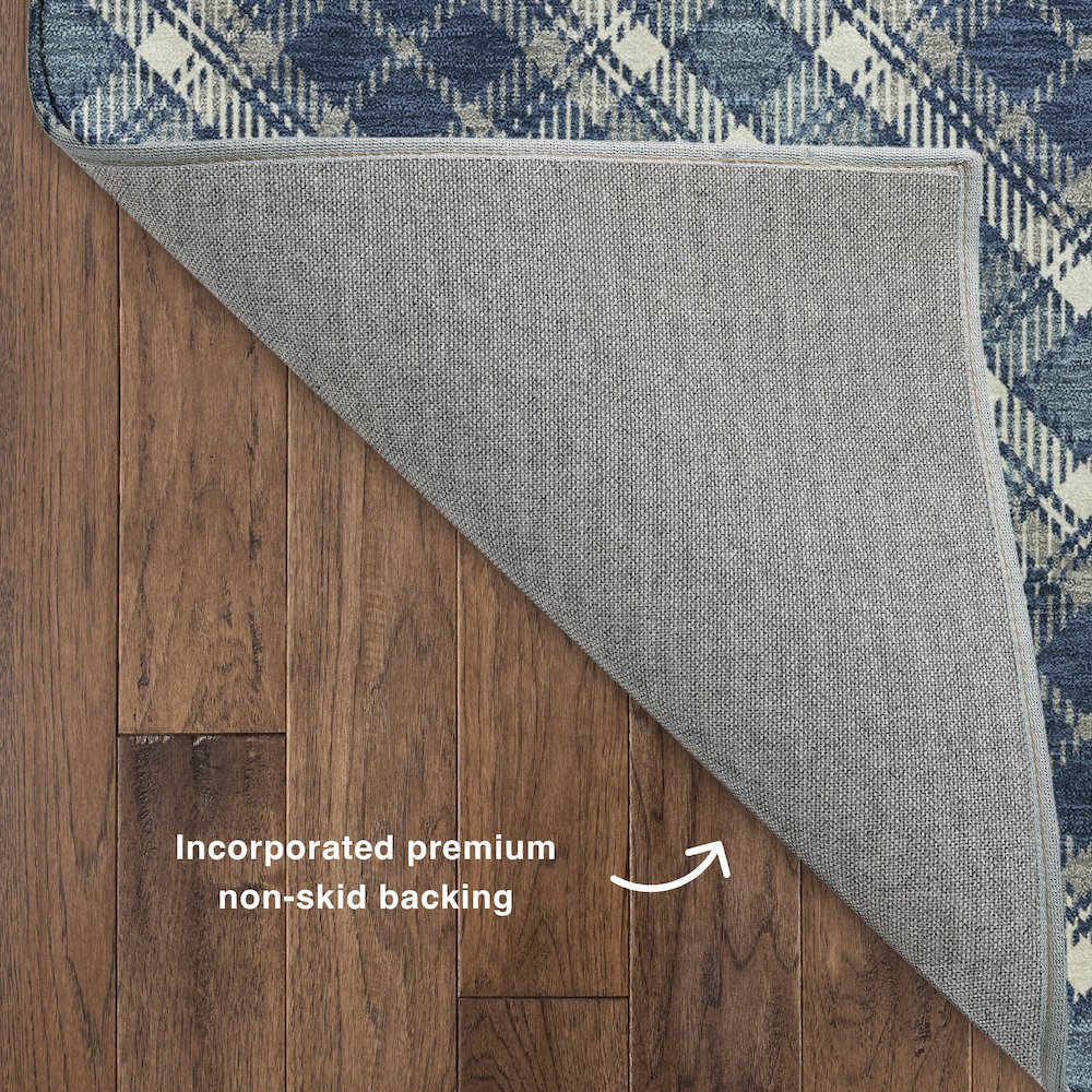 Luxury Washable Indoor/Outdoor Soft Essentials SE3 Blue 2'3" x 7'6" Runner Rug. Picture 4