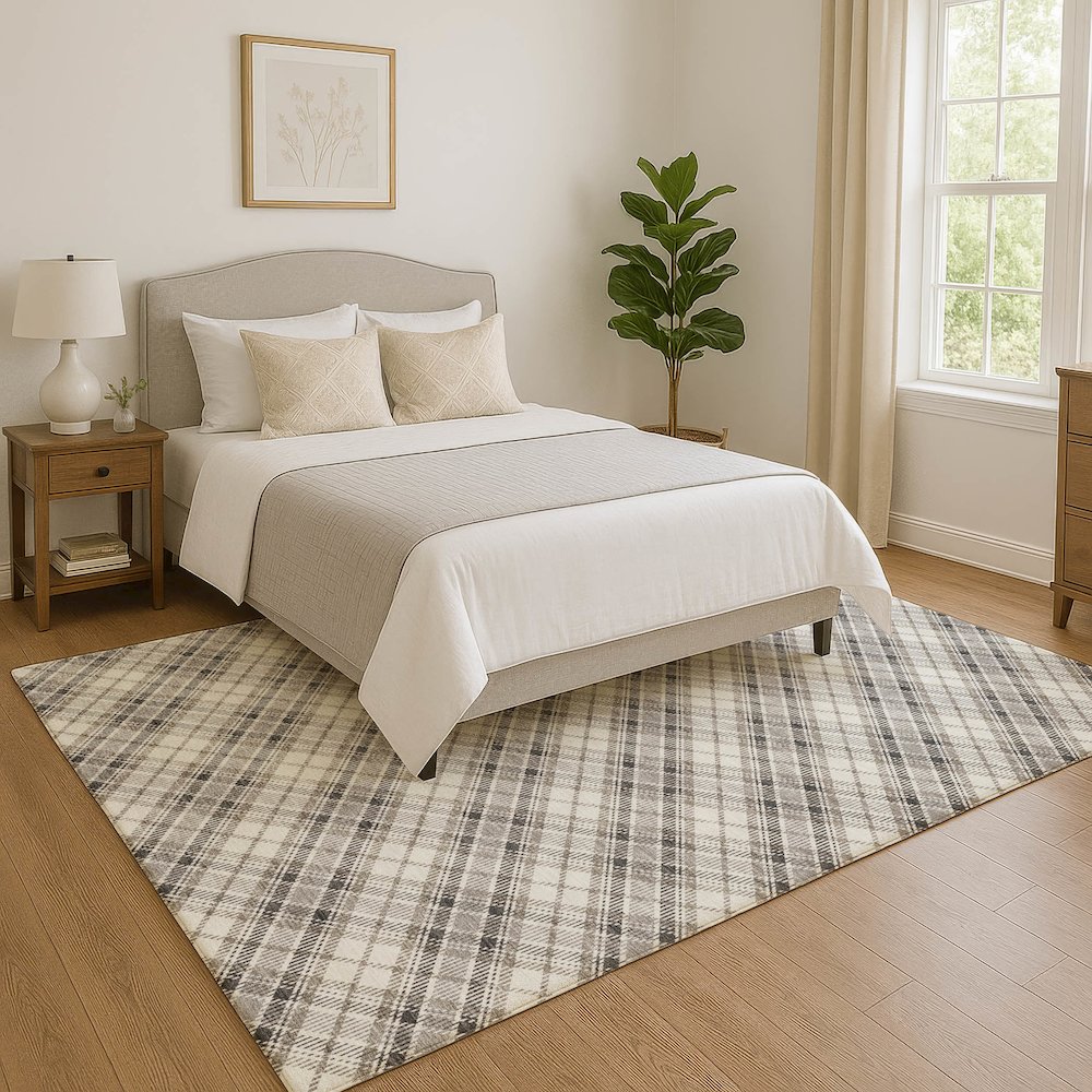 Luxury Washable Indoor/Outdoor Soft Essentials SE3 Ivory 3' x 5' Rug. Picture 5
