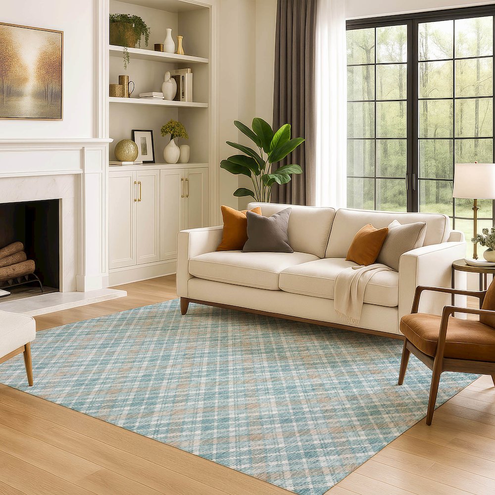 Luxury Washable Indoor/Outdoor Soft Essentials SE3 Teal 3' x 5' Rug. Picture 6